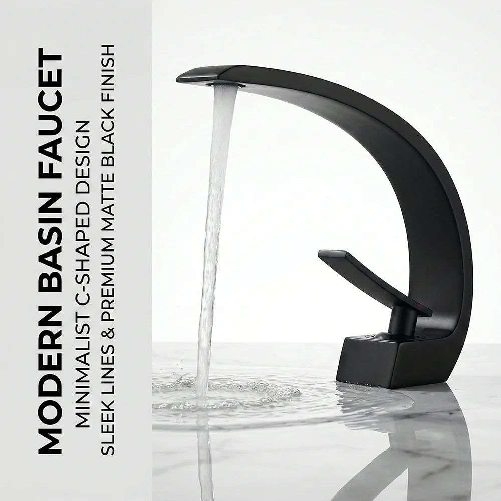 Silicone Tap Washer - Матовый черный смеситель для ванной, современный